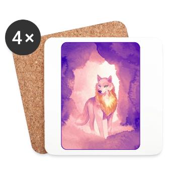 Loup blanc à l’aquarelle 2 (violet) - Dessous de verre (lot de 4) - blanc - Devant