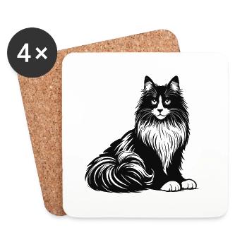 Norwegische Waldkatze – Wild und wunderschön - Untersetzer (4er-Set) - Weiß - Vorne