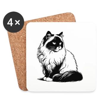 Ragdoll Cat Design – Gentle, Big and Adorable - Coasters (set of 4) - white - Front