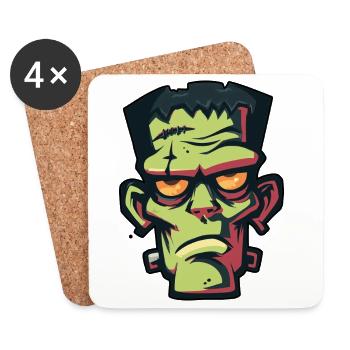 tête de zombie Halloween dessin - Dessous de verre (lot de 4) - blanc - Devant