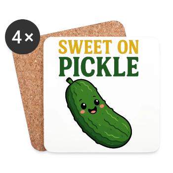 Sweet on cucumber - Coasters (set of 4) - white - Front