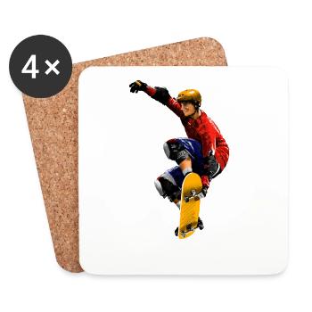 Skater Action Yellow Board Artwork - Dessous de verre (lot de 4) - blanc - Devant