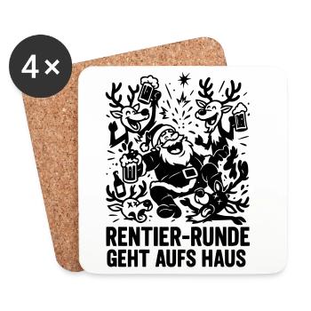 Xmas Rentier Runde geht aufs Haus - Untersetzer (4er-Set) - Weiß - Vorne
