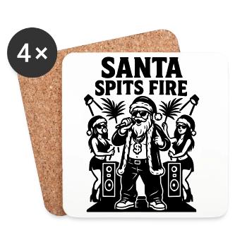 Rapper Santa Claus Santa Spits Fire - Coasters (set of 4) - white - Front