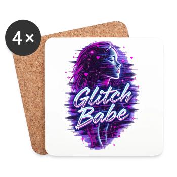 Y2K Retro – Glitch Babe - Coasters (set of 4) - white - Front