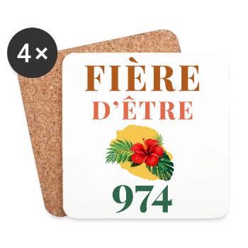 Fière d'être 974 Réunion - Dessous de verre (lot de 4) - blanc - Devant