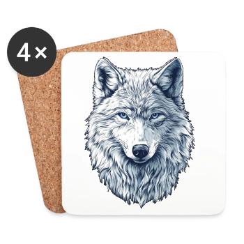 Polarwolf - Untersetzer (4er-Set) - Weiß - Vorne