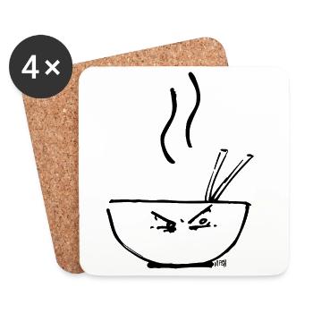 Soupe chaude NOIR - Dessous de verre (lot de 4) - blanc - Devant