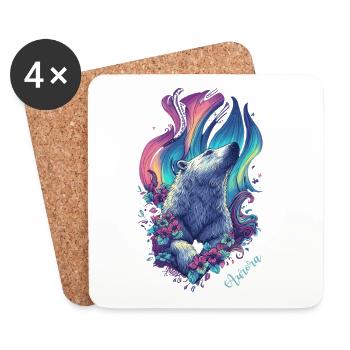 Ours Aurora - Dessous de verre (lot de 4) - blanc - Devant