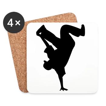 B-Boy Silhouette – Breakdance Power Move Handstand - Untersetzer (4er-Set) - Weiß - Vorne
