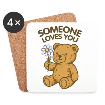 Quelqu’un t’aime ours - Dessous de verre (lot de 4) - blanc - Devant