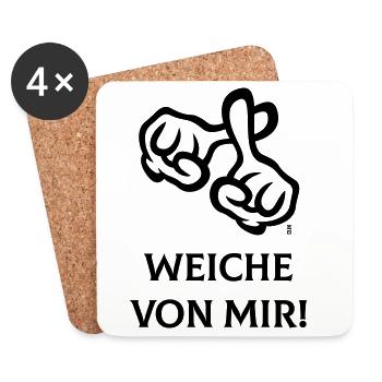 Weiche Von Mir! (Kreuz / Bibel / Religion / 1C) - Untersetzer (4er-Set) - Weiß - Vorne