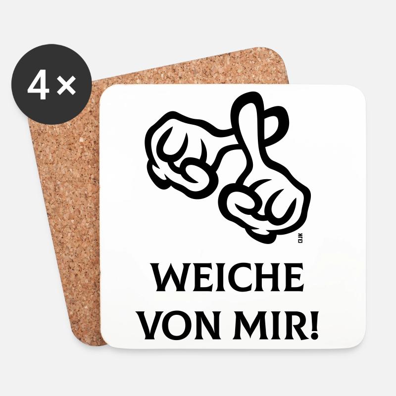 Weiche Von Mir! (Kreuz / Bibel / Religion / 1C) - Untersetzer (4er-Set) - Weiß