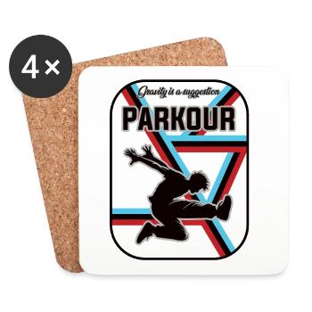 Conception de parkour – La gravité est une suggestion - Dessous de verre (lot de 4) - blanc - Devant
