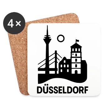 Dusseldorf Landmark Silhouette - Coasters (set of 4) - white - Front