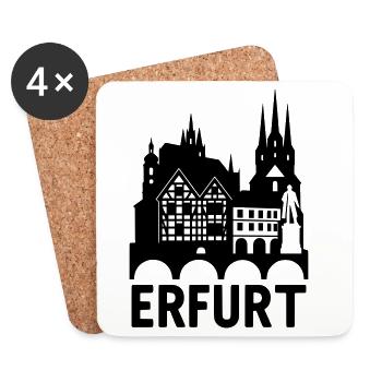 Erfurt Landmark Silhouette - Coasters (set of 4) - white - Front