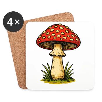 Red Toadstool Retro - Coasters (set of 4) - white - Front
