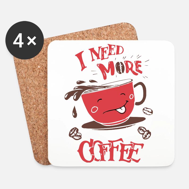 Mehr Kaffee Bitte - Untersetzer (4er-Set) - Weiß