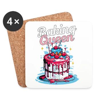 Backing Baking Queen Baking Fairy Baker Cake - Dessous de verre (lot de 4) - blanc - Devant