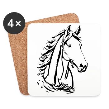 T-shirt cheval personnalisé cadeau - Dessous de verre (lot de 4) - blanc - Devant