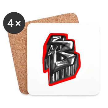 Graffiti de glyphes monochromes - Dessous de verre (lot de 4) - blanc - Devant