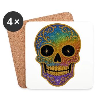 Rainbow Skull Design - Coasters (set of 4) - white - Front