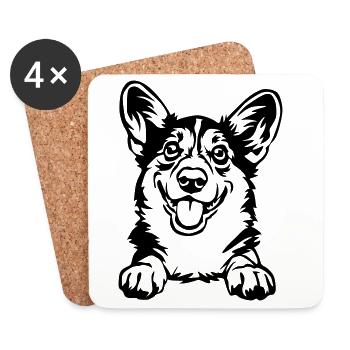 Welsh Corgi - Untersetzer (4er-Set) - Weiß - Vorne