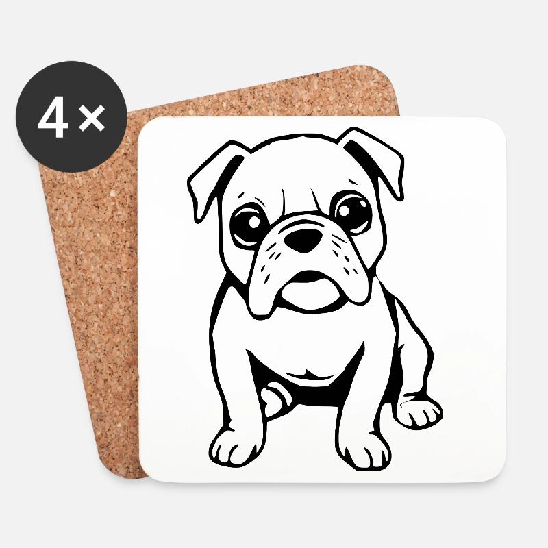 Bulldoggen Hunde Hundeshirt Geschenk  - Untersetzer (4er-Set) - Weiß