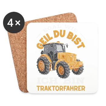 Peu importe à quel point tu es excité, je suis un conducteur de tracteur - Dessous de verre (lot de 4) - blanc - Devant