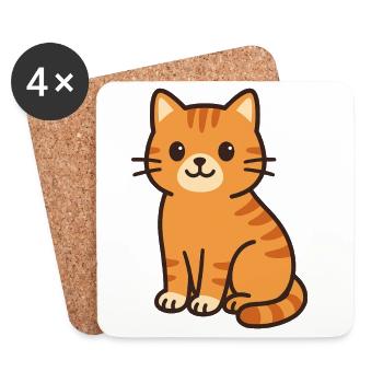Cuddly Kitten Orange Stripes - Coasters (set of 4) - white - Front