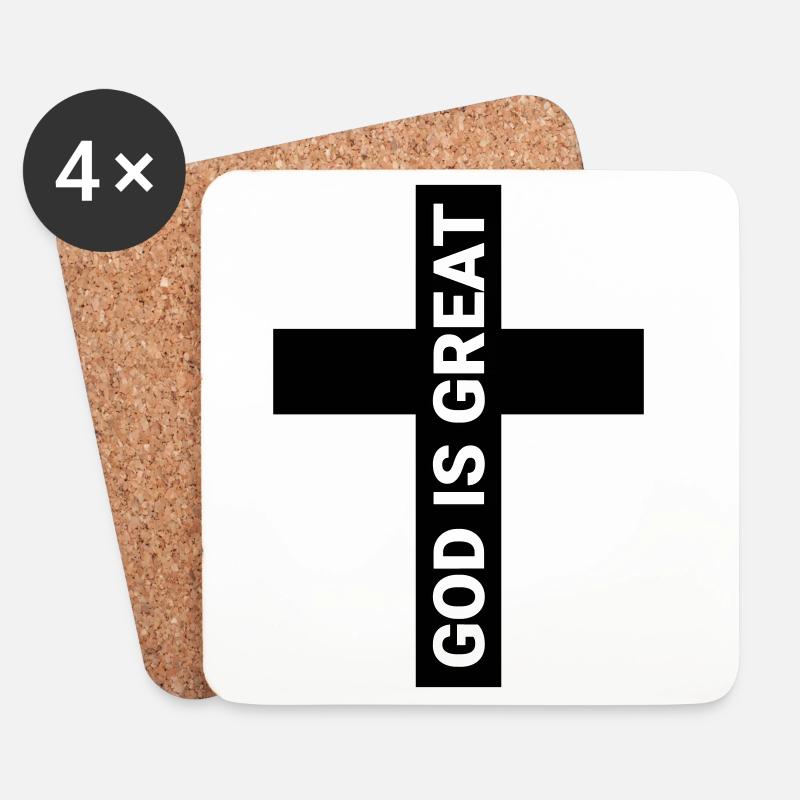 Gott Ist Groß Minimalistischer Druck - Untersetzer (4er-Set) - Weiß