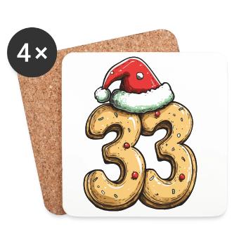 33 Number Cookie Christmas - Coasters (set of 4) - white - Front