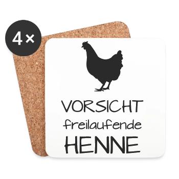 Caution hen free-range - Coasters (set of 4) - white - Front