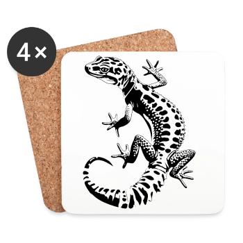 leopard gecko - Coasters (set of 4) - white - Front