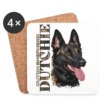 Dutchie - Chien de berger néerlandais - Dessous de verre (lot de 4) - blanc - Devant