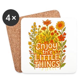 Enjoy the Little Things Floral - Coasters (set of 4) - white - Front