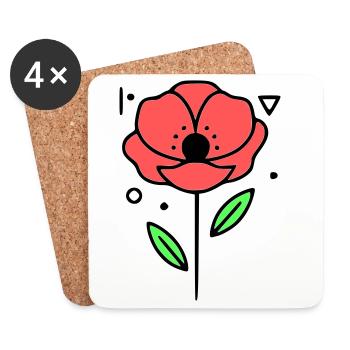 Poppy-Poppies-Minimalist-Line-Art-3 - Coasters (set of 4) - white - Front