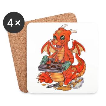 Funny Dragon Cookies Baking Christmas - Coasters (set of 4) - white - Front