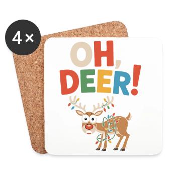 Oh, Reh! Lustiges Weihnachtsgeschenk-Design - Untersetzer (4er-Set) - Weiß - Vorne