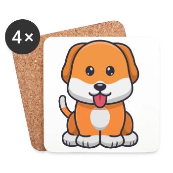 Chien mignon - Dessous de verre (lot de 4) - blanc - Devant