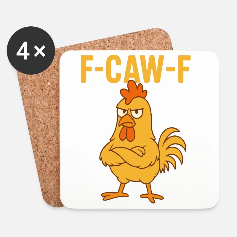 F-CAW-F Funny Chicken - Untersetzer (4er-Set) - Weiß
