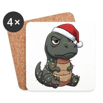 Mürrischer Dino Weihnachtsmann Clumsy Santa Gesche - Dessous de verre (lot de 4) - blanc - Devant