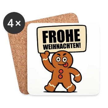 bonhomme en pain d’épice joyeux Noël - Dessous de verre (lot de 4) - blanc - Devant