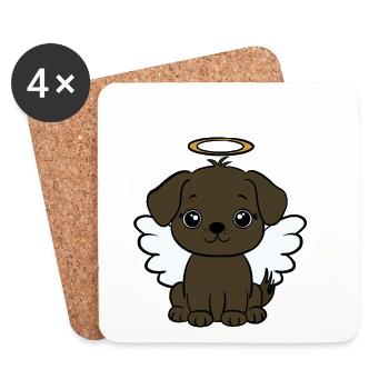 Chien avec des ailes - Dessous de verre (lot de 4) - blanc - Devant