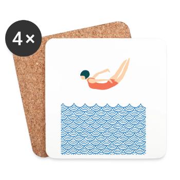 Bujaboom jumper, sauter dans la mer pendant la journée - Dessous de verre (lot de 4) - blanc - Devant