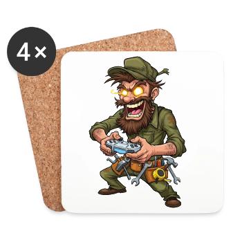 Joueur d’aventure avec outils Craftsman - Dessous de verre (lot de 4) - blanc - Devant