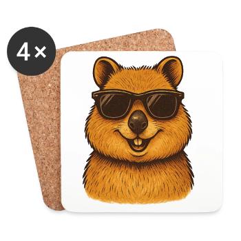 Quokka avec lunettes de soleil - Dessous de verre (lot de 4) - blanc - Devant