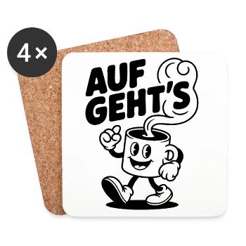 Auf geht's Kaffeetasse – Motivationsdesign - Untersetzer (4er-Set) - Weiß - Vorne