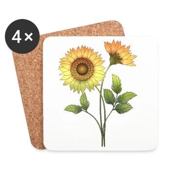 Fleur - Dessous de verre (lot de 4) - blanc - Devant