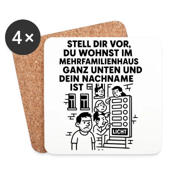 Mehrfamilienhaus Lustig Licht - Untersetzer (4er-Set) - Weiß - Vorne